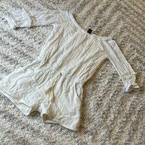 5/6 girls size medium white 100% rayon romper Boho